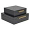 Contemporary Home Living Set of 2 Black Square Faux Croco Decorative Box with Handles 9.75"